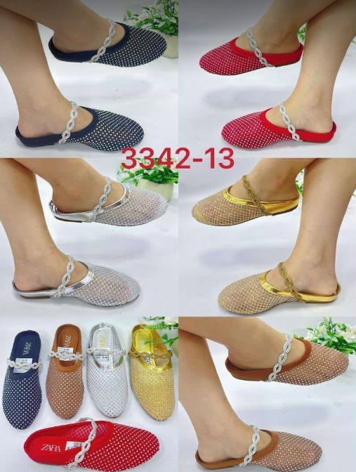 Women's Rhinestone Mesh Mule Flats