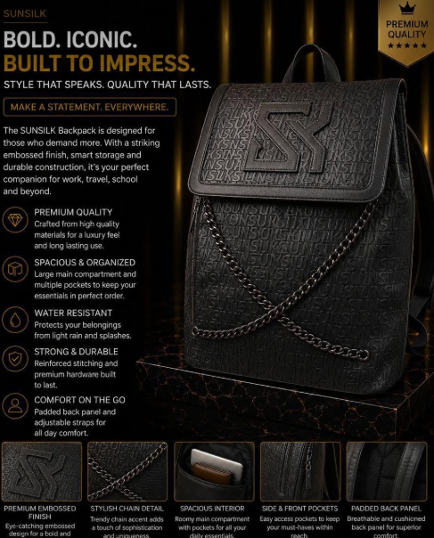 Embossed Chain Backpack