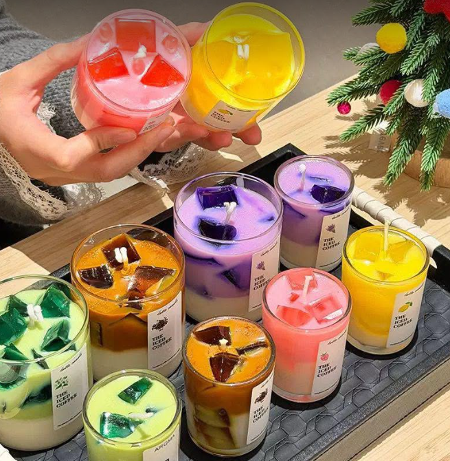 Decorative Jelly Cube Glass Candles