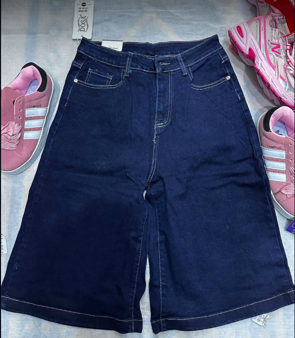Women's High-Waist Denim Bermuda Shorts