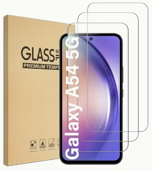 Pack of 3 high-hardness tempered glass screen protectors for Galaxy A54